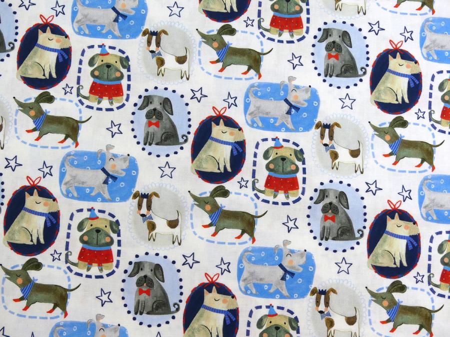Patchworkstoff mit Hunden und Zicklein von Timeless Treasures